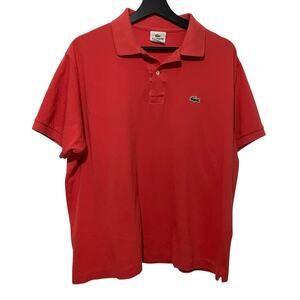 Lacoste Mens Polo Shirt Size 7 2XL Orange Pique Polo Short Sleeve Cotton Casual